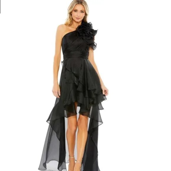 Like New : One Shoulder Ruffle Hi-Lo Gown - Mac Duggal - Picture 1 of 5